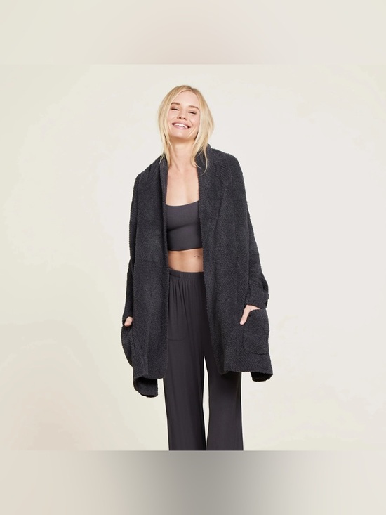 Barefoot Dreams Sweaters - Barefoot Dreams Charcoal Grey Cozy Open-Front Plush Cardigan Pockets Warm Fuzzy